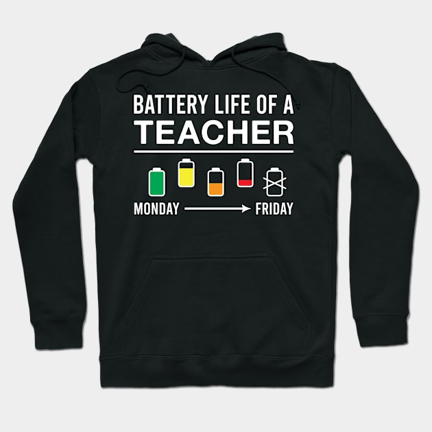 Battery Life of A Teacher Funny Teaching Hoodie by FOZClothing